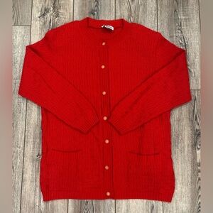Vintage Separate Scene Red Knit Cardigan approx. M/L shoulder pads/cute buttons